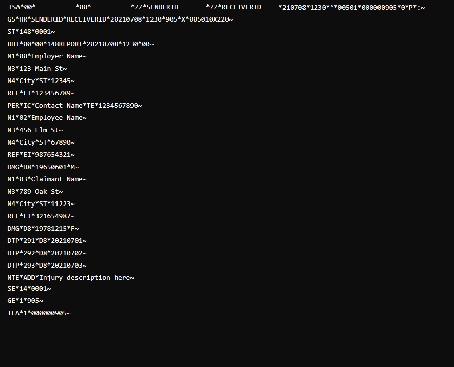 EDI 148 file format